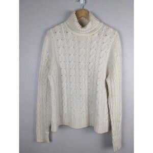 VALERIE STEVENS Rabbit Mohair wool Ivory Turtleneck Cable Sweater 177 XL 177